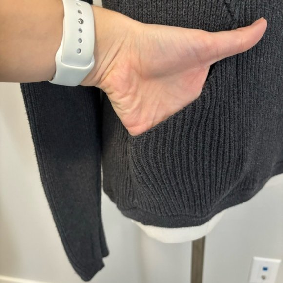 Lululemon The Better The Sweater Heathered Black Cotton Knit Pullover Sweater - Picture 8 of 15